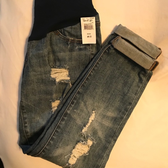 *SOLD*NWT Maternity Distressed Girlfriend Jeans - Picture 3 of 6